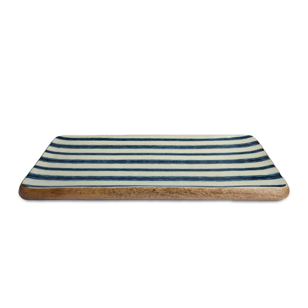 Coastal Indigo Stripe Rectangle Platter