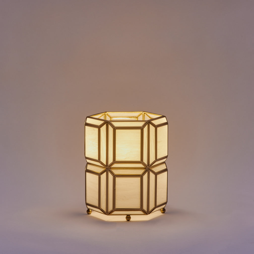 Hexa Small Brass & Glass Table Lamp
