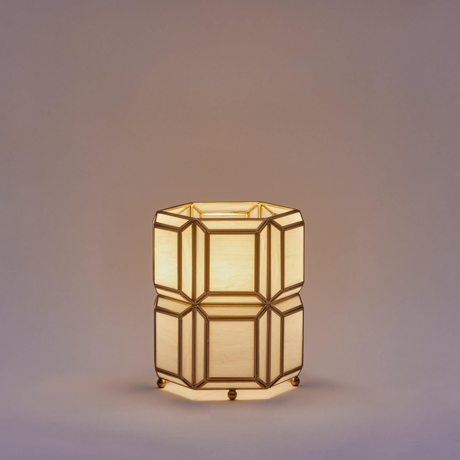 Hexa Small Brass & Glass Table Lamp