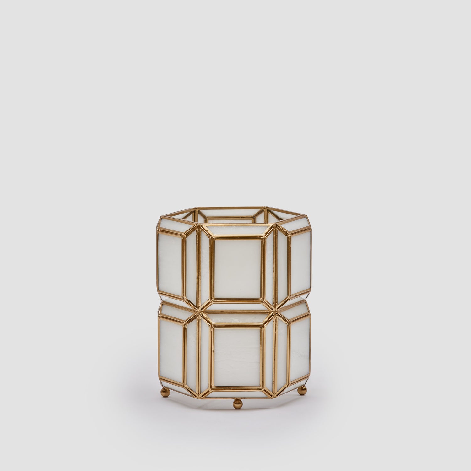 Hexa Small Brass & Glass Table Lamp