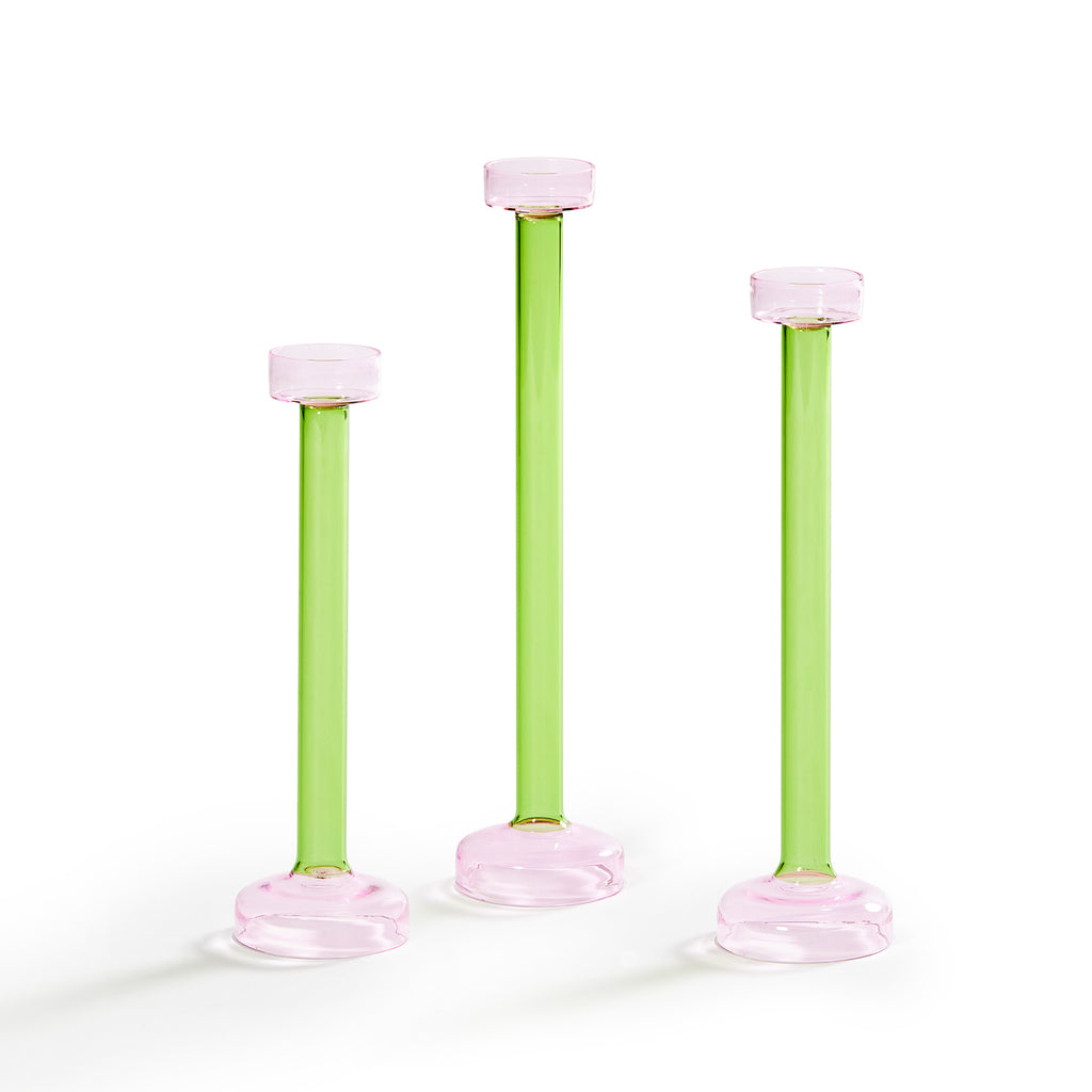 Blush & Olive Glass Candle Stand